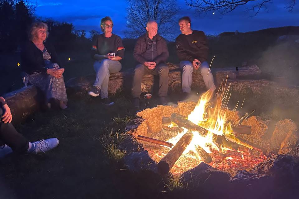 Sitting around the fire pit
