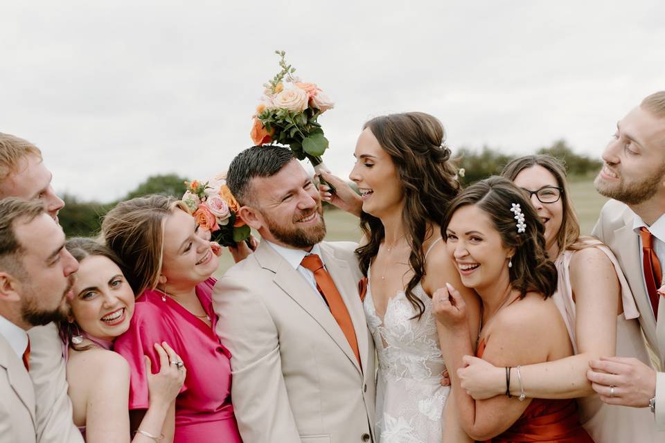 Wedding party group photo