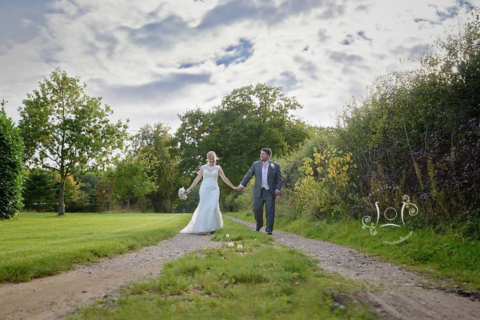 Couple walking in the grounds