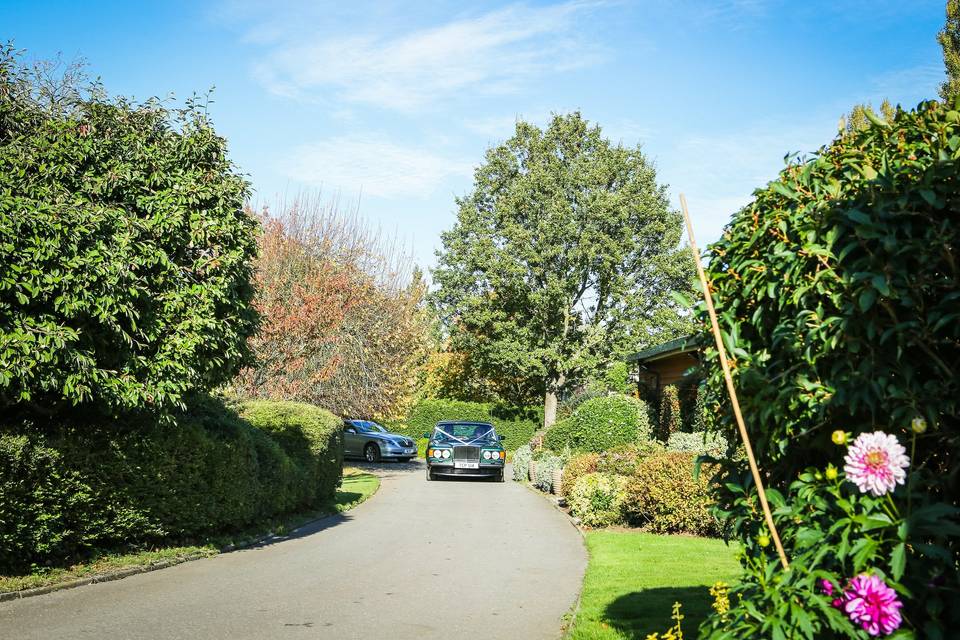 Wedding car arrives