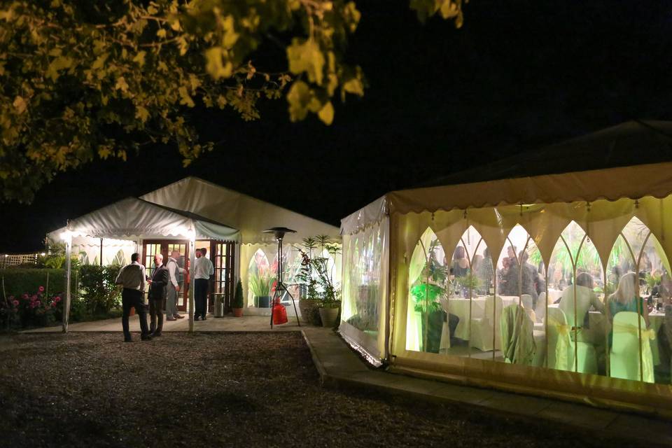 Reception marquee at night