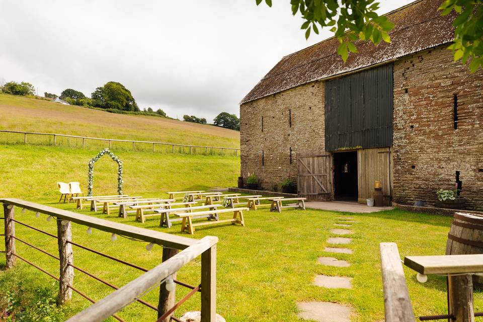 View of the barn from the brid