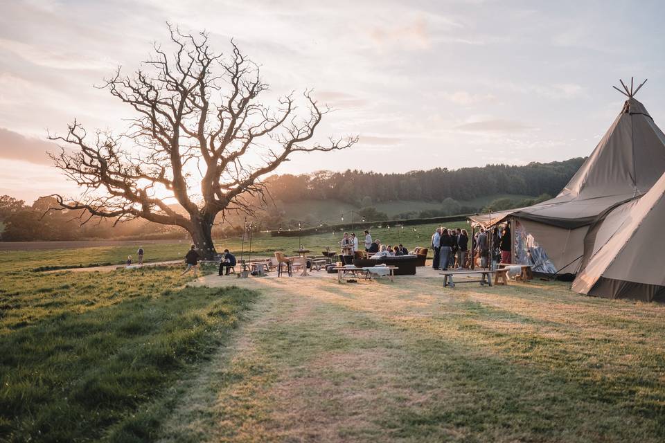 Sunset with the Tipis in May