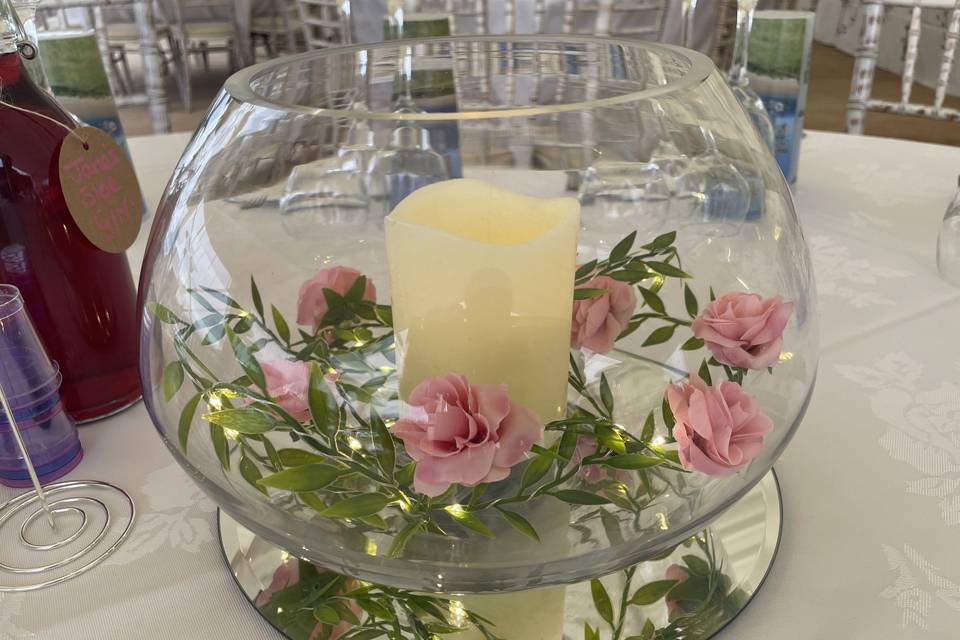 Pink floral centrepiece