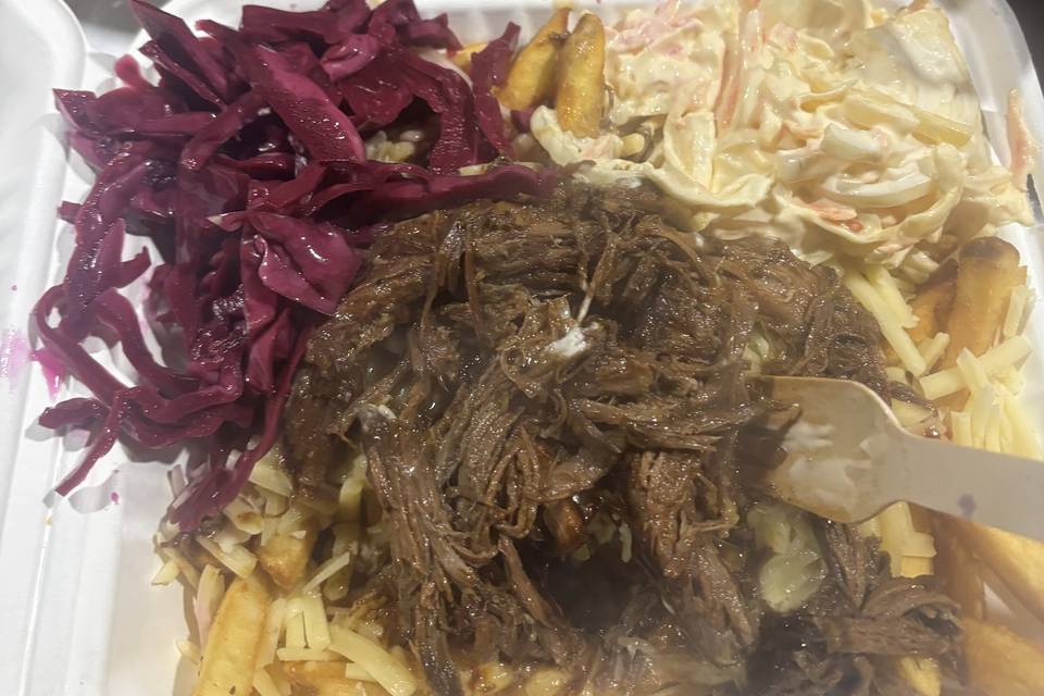 Homemade loaded brisket fries