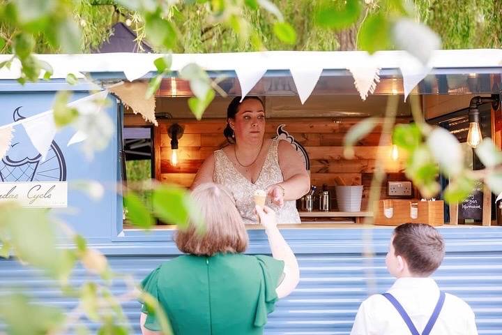 Bride Serving up Ice Cream