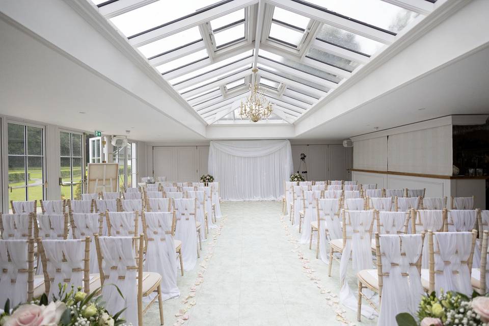 The Atrium set up for a weddin