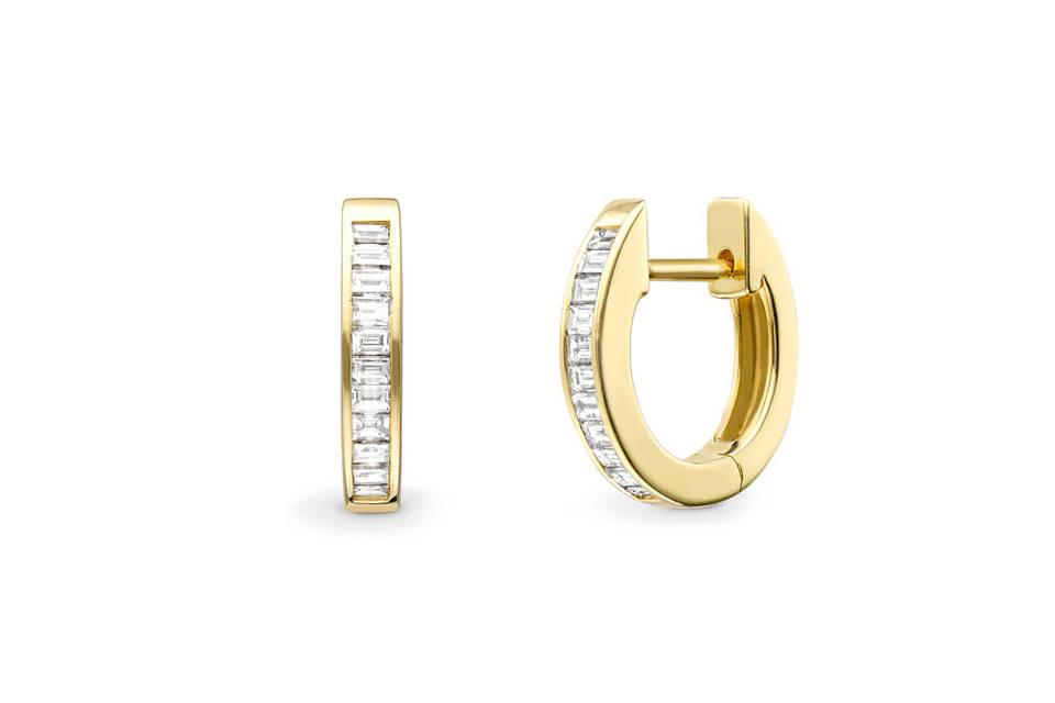 Diamond set 18ct gold hoops