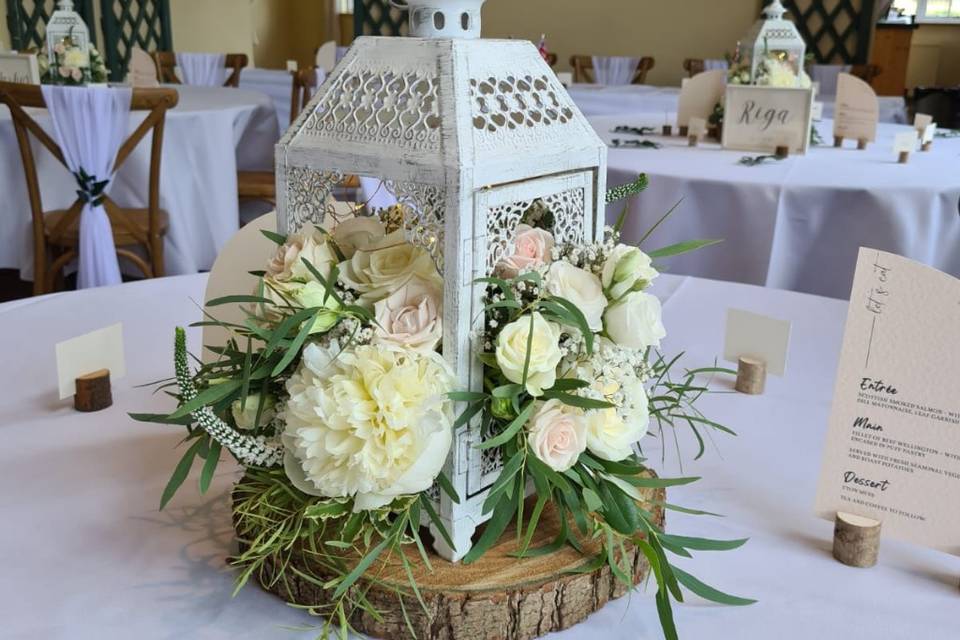 White lantern centrepiece