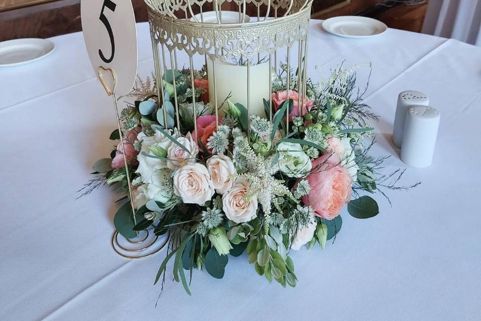 Gold birdcage centrepiece