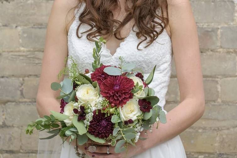 Dahlia bridal hand tie bouquet