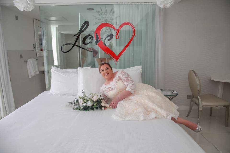 Bride on bed