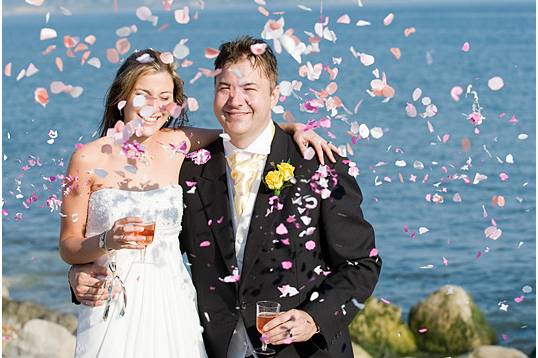 Confetti on the beach at Milford on Sea