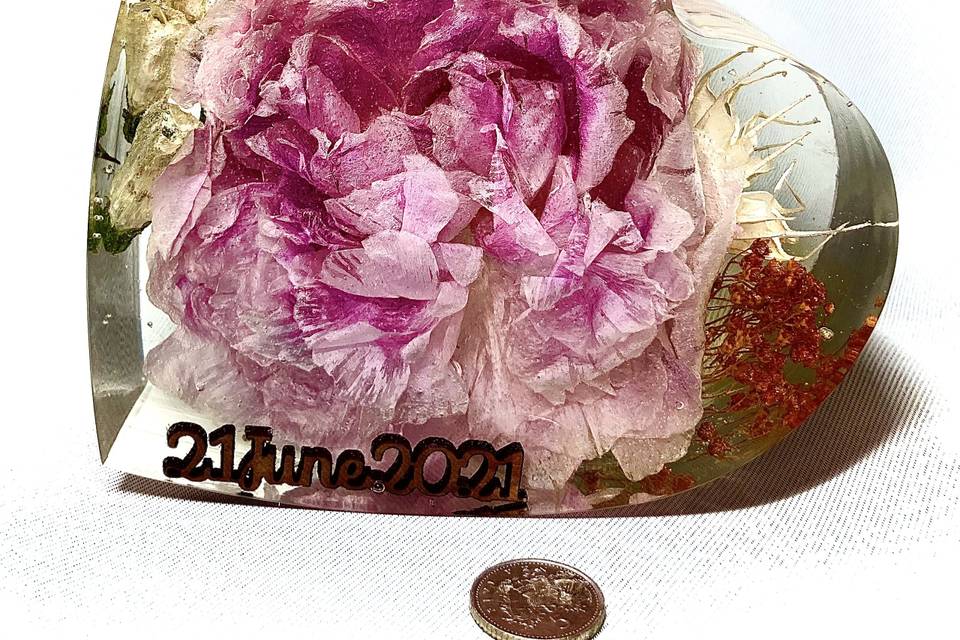 Peony heart with date