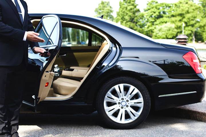 Driver opening door of cab