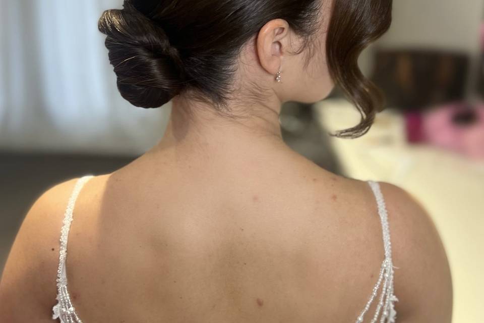 Daniela’s sleek bridal bun