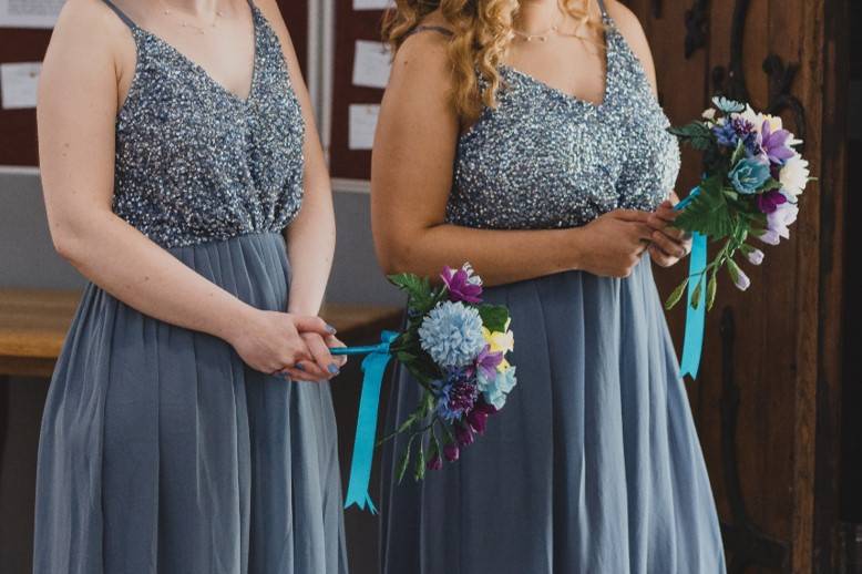 Crepe paper bridesmaid flowers