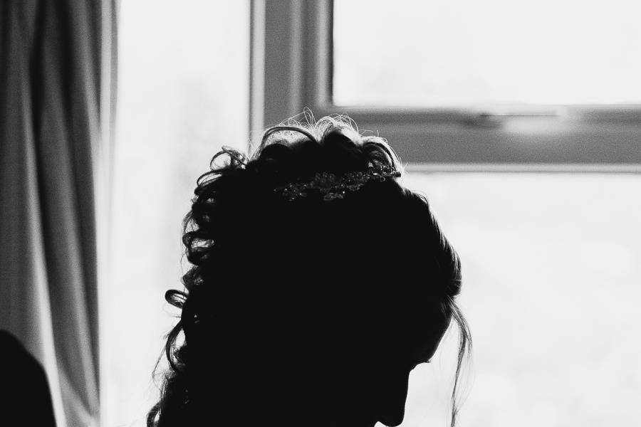 Silhouette of the bride