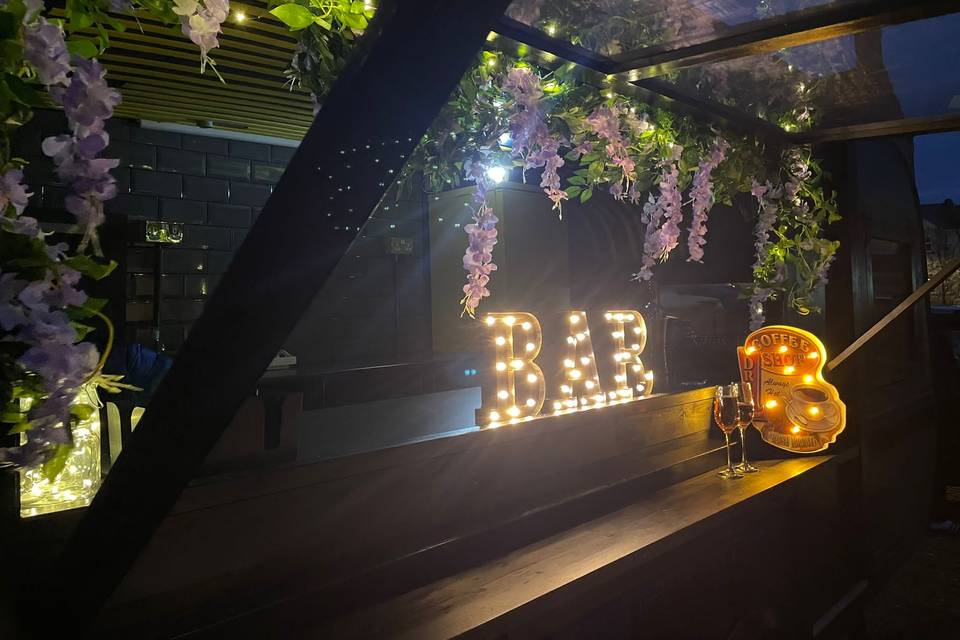 Bar area at night