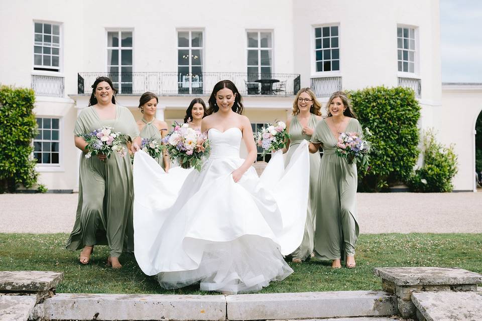 Bride with bridesmaids