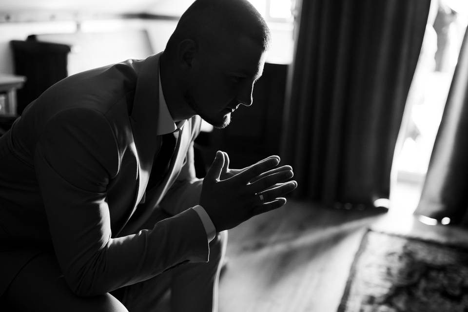 Groom getting ready