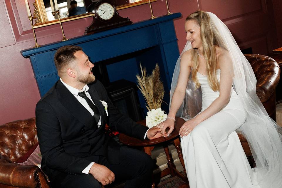 Bride and groom at reception