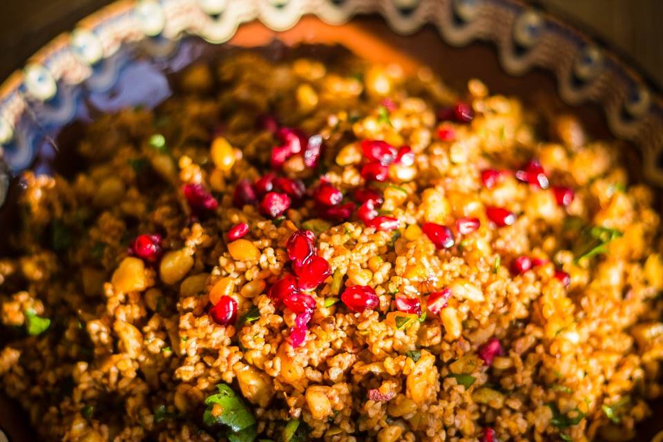 Pomegranate and harissa bulgur