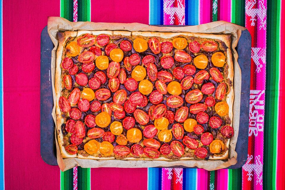 Tomato and saffron tart