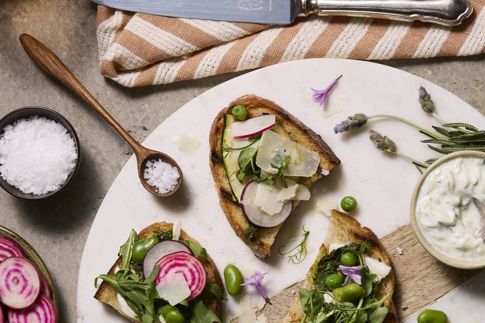 Spring vegetable bruschetta