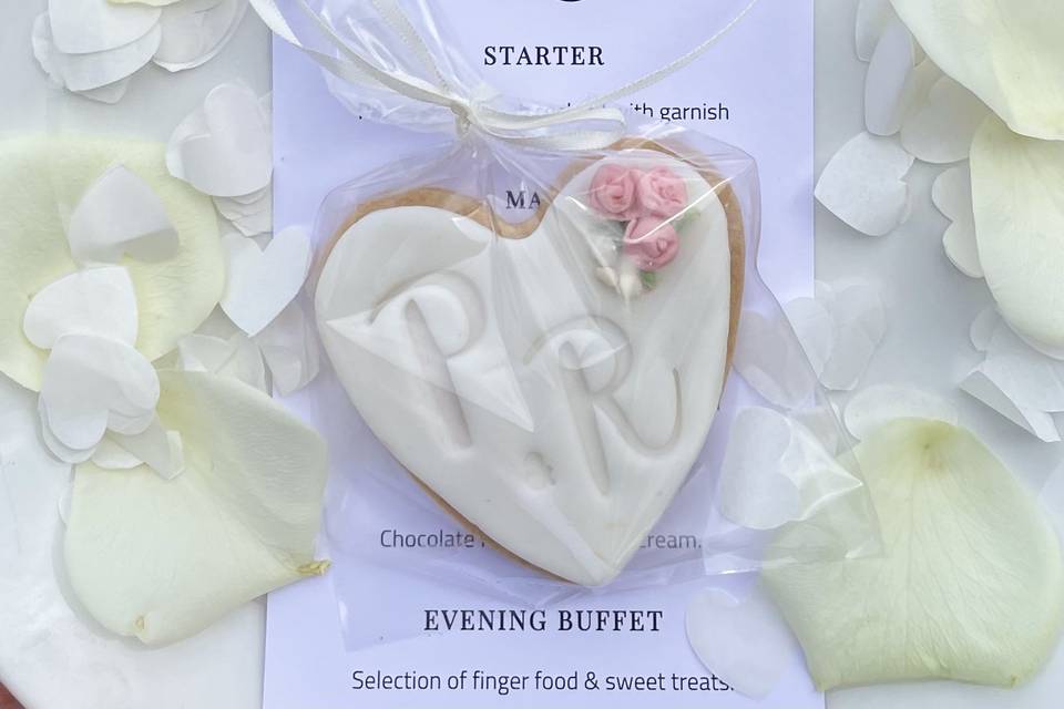 Heart-shaped initial biscuit