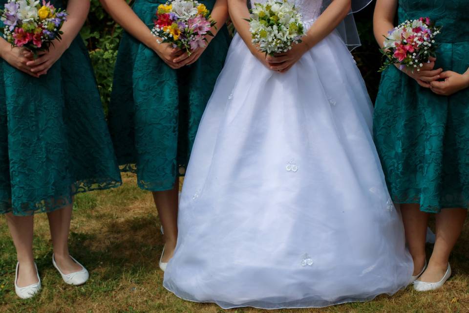 Bride and bridesmaids