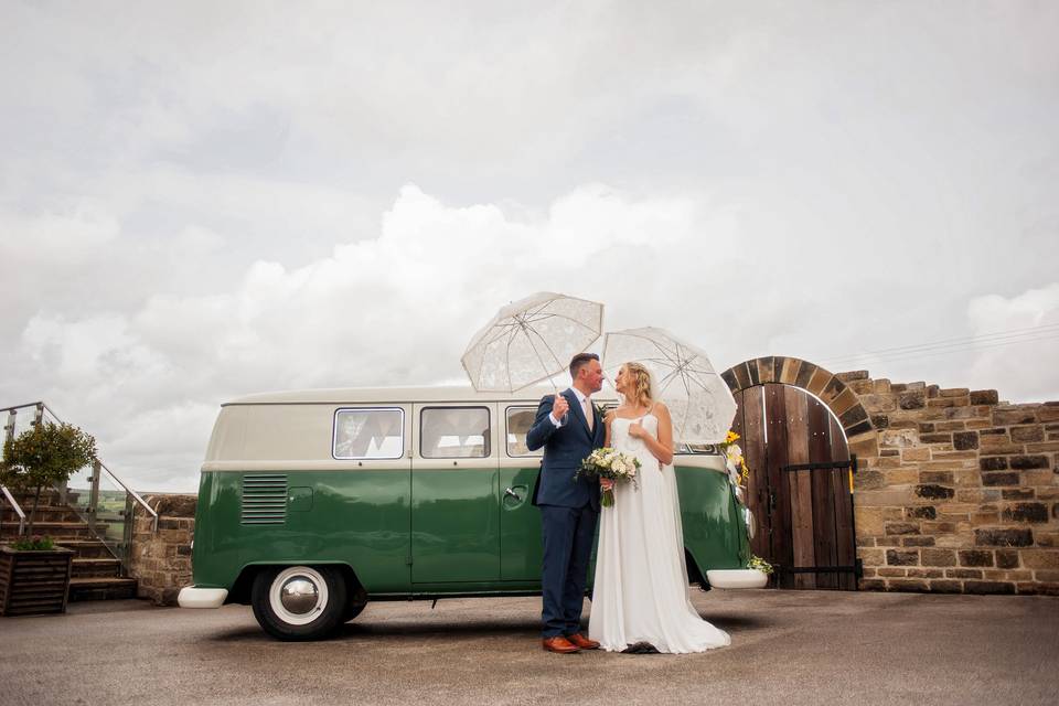 Wedding Couple with Camper Van