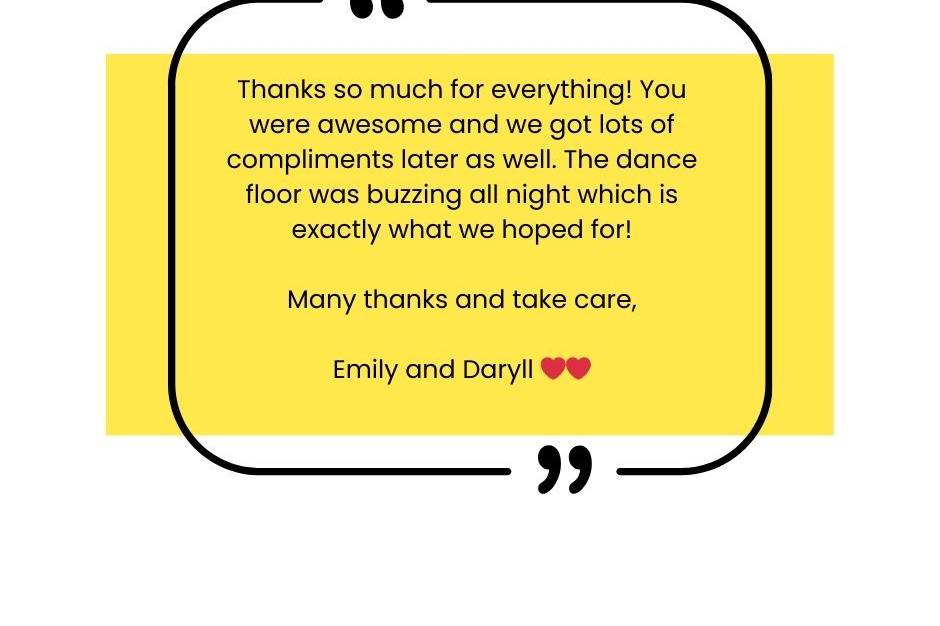 Lovely review - Emily & Darryl