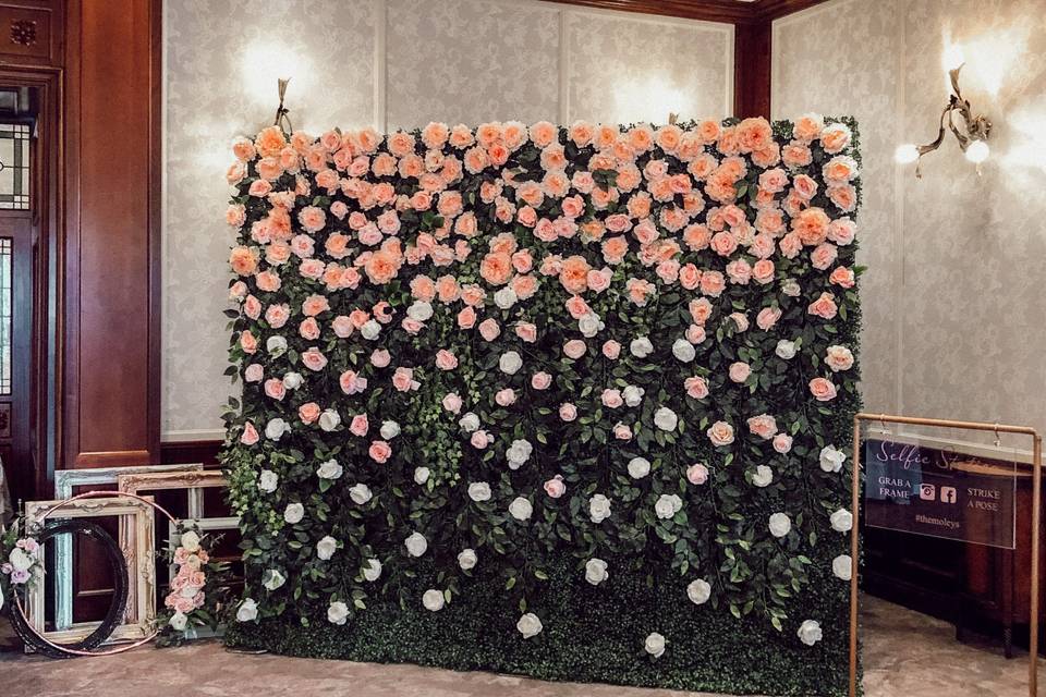 Ombre wedding flower wall