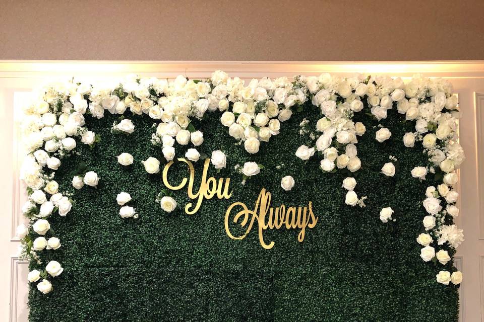 Ombre wedding flower wall