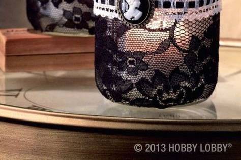 Black lace candle jar