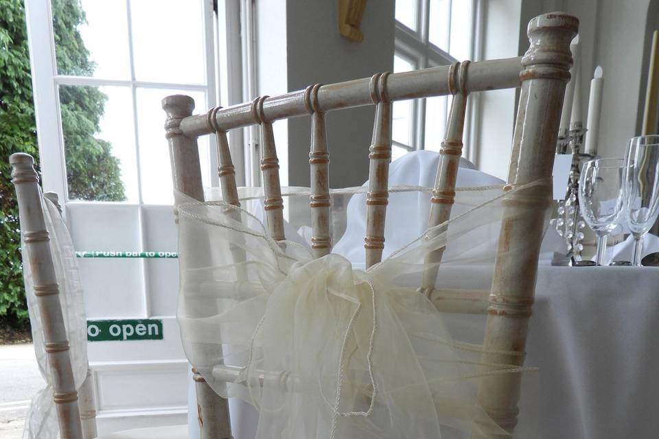 Ivory chair sash middle bow