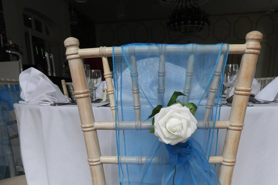 Turquoise chair sash