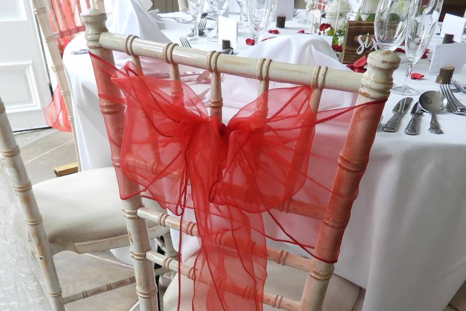 Red chair sash middle bow