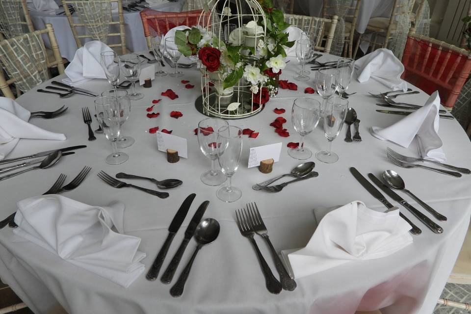 Red themed table decorations