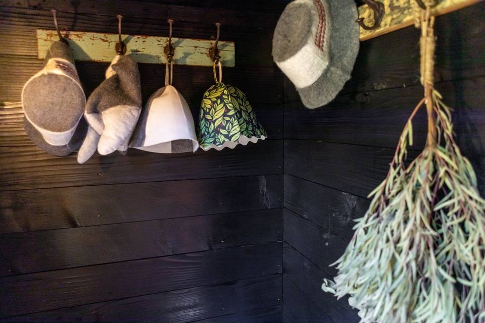 Dried herb bundle hanging inside