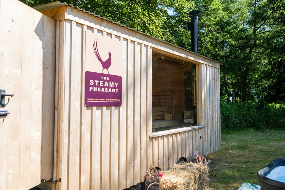 Entrance to the mobile sauna