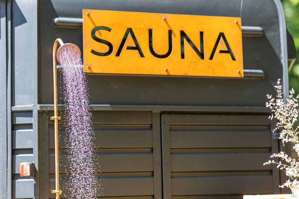 Exterior sign of mobile sauna