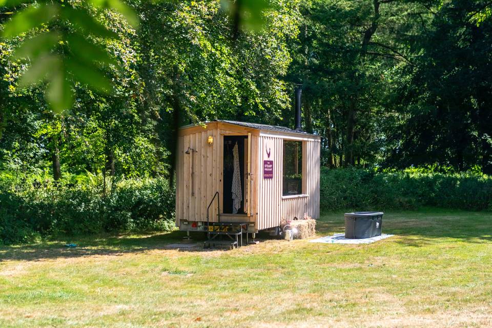 Sauna unit in grassy field