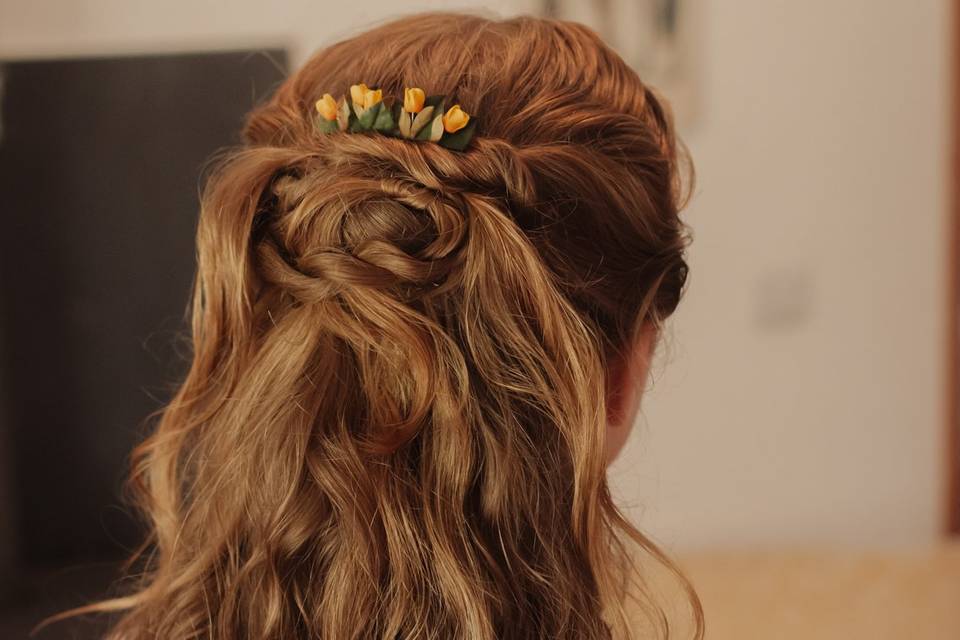 Curly hair half up