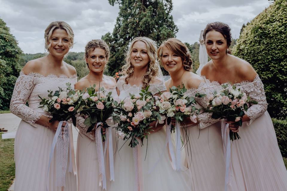 Bride and bridesmaids