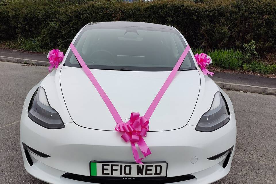 Pink ribbon over car