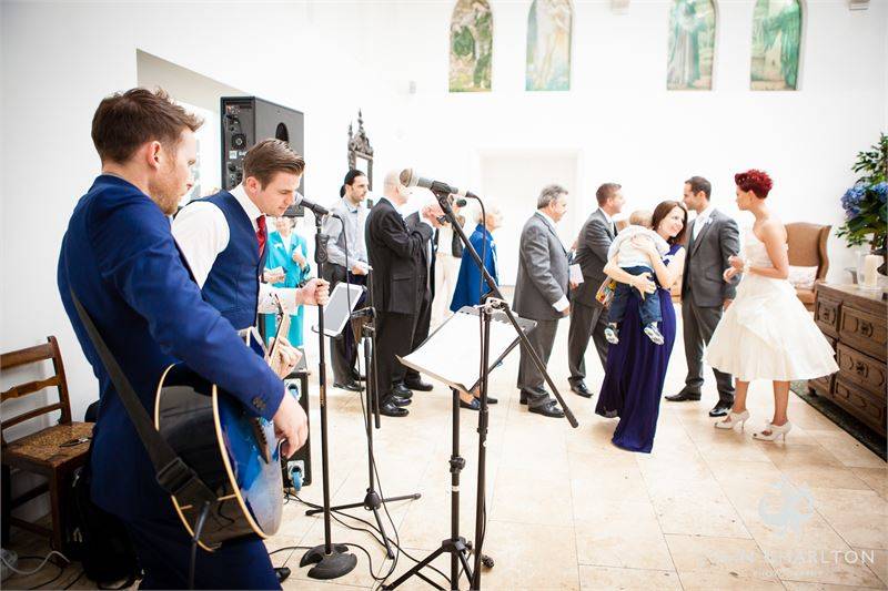 Music plays at the reception