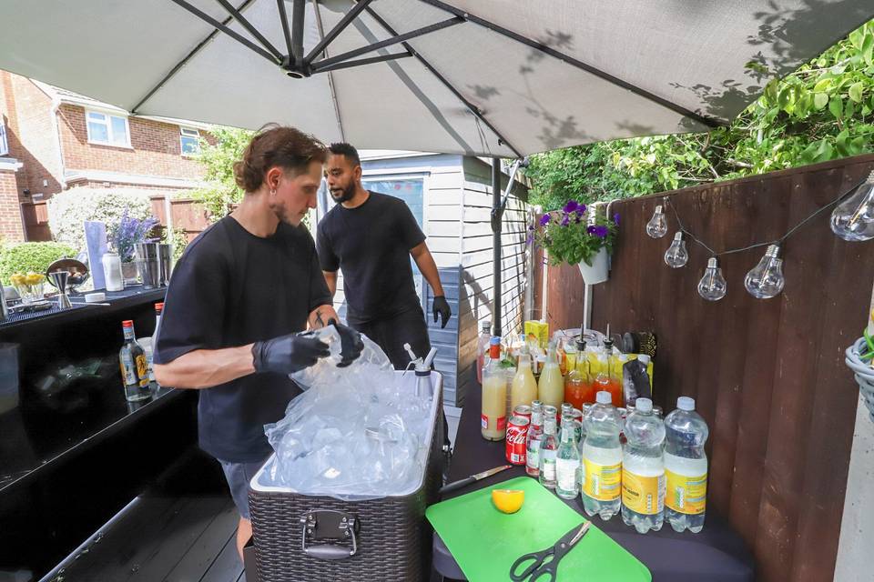 Garden party bar setup