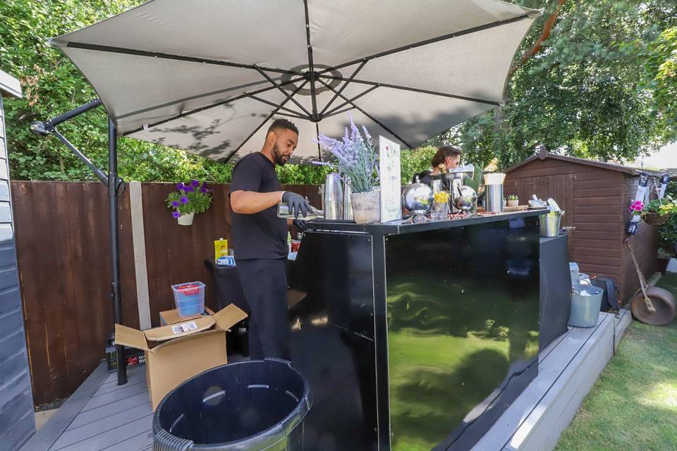 Mobile bar in garden